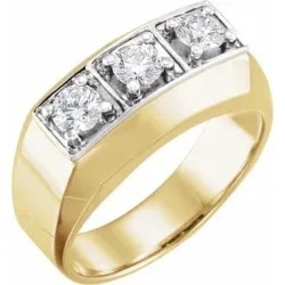 14K Yellow/White Gold 9/10 CTW Natural Diamond Ring – G-H Color, I1 Clarity, 12. - Picture 1 of 2